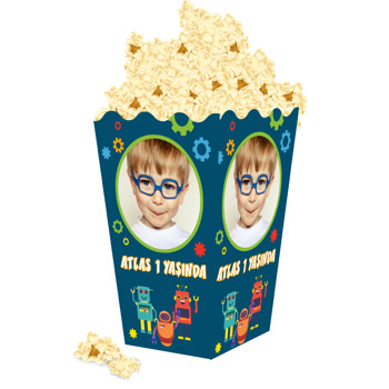 Sevimli Robotlar Temalı Popcorn Kutusu