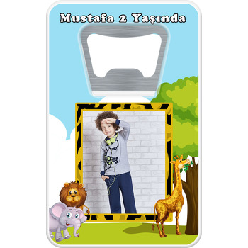 Sevimli Safari Temalı Dikdörtgen Magnet Açacak