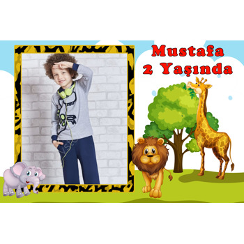 Sevimli Safari Temalı Doğum Günü Magnet