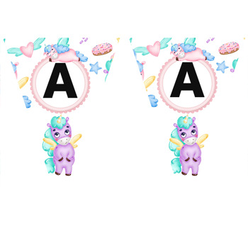 Sevimli Soft Unicorn Temalı Parti Banner Flama