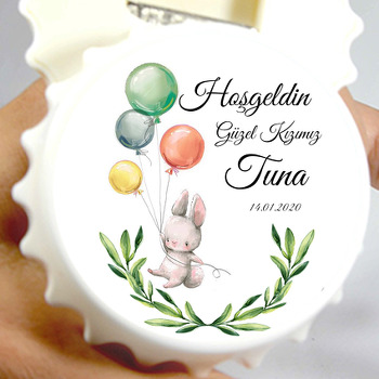 Sevimli Tavşan Balonla Uçuyor Temalı Magnet Açacak