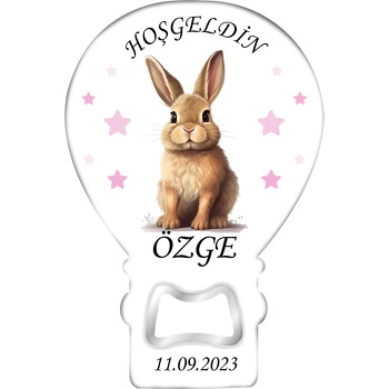 Sevimli Tavşan ile Pembe Yıldızlar Temalı Balon Magnet Açacak