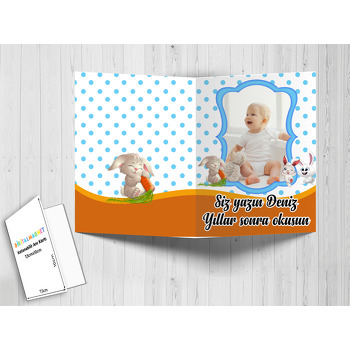 Sevimli Tavşanlar Temalı Anı Kartı