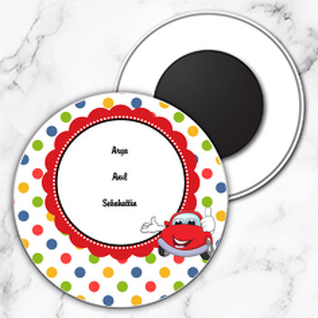 Sevimli Vosvos Temalı Daire Plastik Magnet