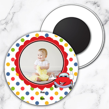 Sevimli Vosvos Temalı Resimli Daire Plastik Magnet