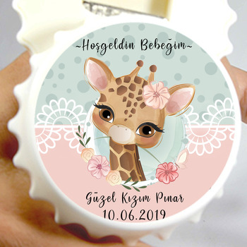 Sevimli Zürafa Temalı Kapak Şekilli Magnet Açacak