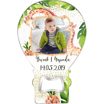 Sevimli Zürafalar Temalı Resimli Balon Magnet Açacak