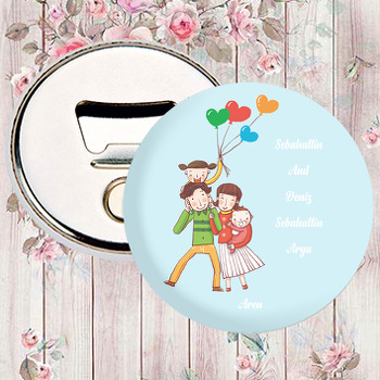 Sevinçle Uçan Aile Temalı Hoşgeldin Bebek Magnet Açacak