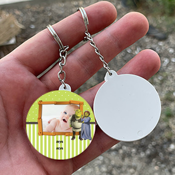 Shrek Temalı Resimli Daire Plastik Anahtarlık