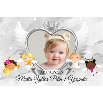 Silver Angel Temalı Doğum Günü Parti Afiş