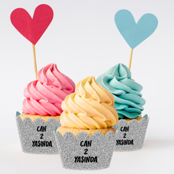 Silver Sim Renk Temalı Cupcake Sargısı