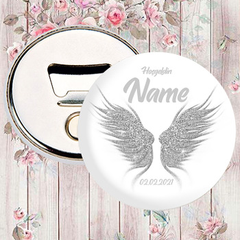 Sim Gümüş Melek Kanadı Temalı Hoşgeldin Bebek Magnet Açacak