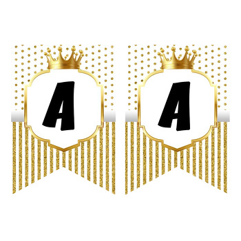 Simli Beyaz Puantiye ile Gold Çerçeve Temalı Flama Banner
