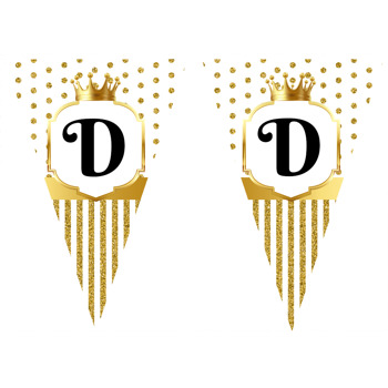 Simli Beyaz Puantiye ile Gold Çerçeve Temalı Parti Banner