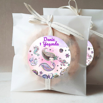Simli Denizkızı ile Deniz Canlıları Temalı Sticker