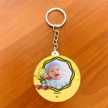 Simpsonlar  Temalı Resimli Daire Plastik Anahtarlık