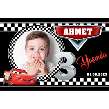 Şimşek Mcqueen 3 Yaş Temalı Doğum Günü Magnet