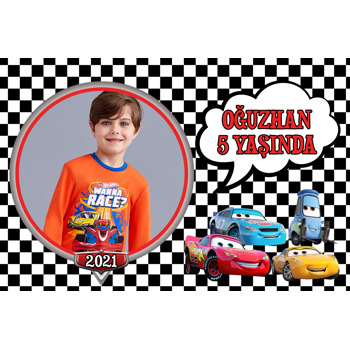 Şimşek Mcqueen Çerçeve Temalı Doğum Günü Afiş
