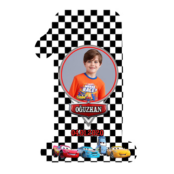 Şimşek Mcqueen Çerçeve Temalı Doğum Günü Magnet