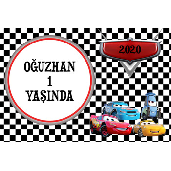 Şimşek Mcqueen Çerçeveli Temalı Doğum Günü Afiş