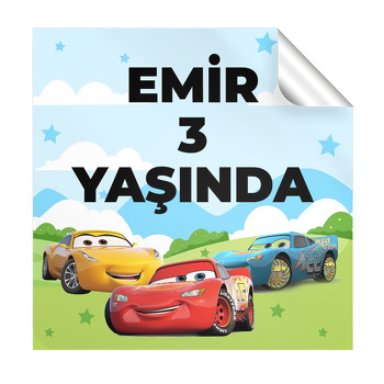 Şimşek Mcqueen Orman Temalı Kare Parti Etiket