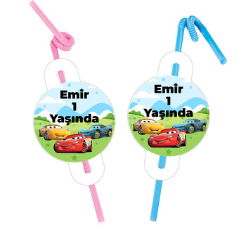 Şimşek Mcqueen Orman Temalı Pipet ve Kartı