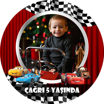 Şimşek Mcqueen Sahne Temalı Akrilik Daire Magnet