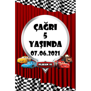 Şimşek Mcqueen Sahne Temalı Doğum Günü Afiş