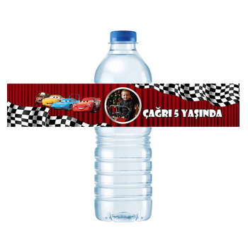 Şimşek Mcqueen Sahne Temalı Su Şişesi Etiketi