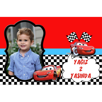 Şimşek Mcqueen Temalı Doğum Günü Magnet
