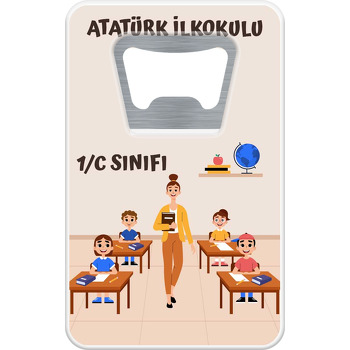 Sınıfta Bayan Öğretmen ile Öğrenciler Temalı Dikdörtgen Magnet Açacak