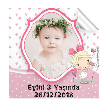 Şirin Kız Temalı Doğum Günü  Kare Etiket