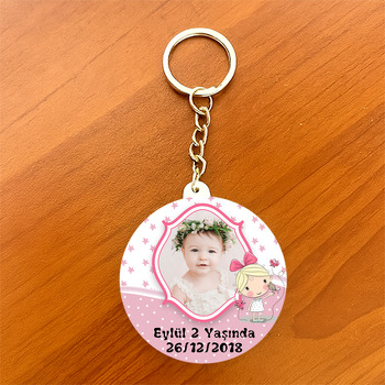 Şirin Kız  Temalı Resimli Daire Plastik Anahtarlık
