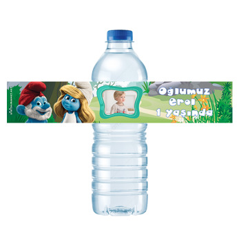 Şirinler Temalı Su Şişesi Etiketi