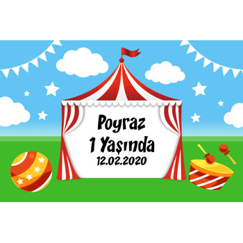 Sirk Çadırı Çerçeve Temalı Doğum Günü Magnet