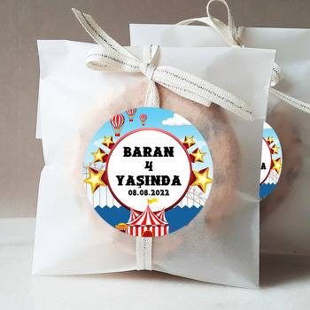 Sirk Mavi Fon Temalı Sticker