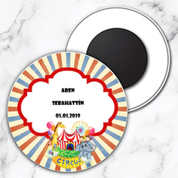Sirk Temalı Daire Plastik Magnet
