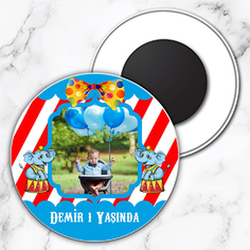 Sirk Temalı Daire Plastik Magnet