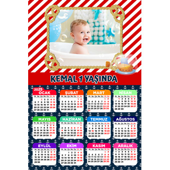 Şişede Gemi ile Denizci Temalı Takvim Magnet