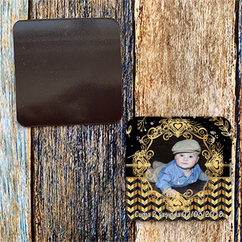 Siyah & Gold Temalı Kare Magnet