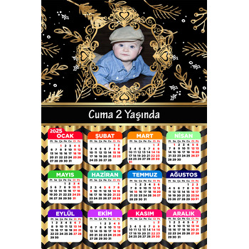 Siyah & Gold  Temalı Takvim Magnet