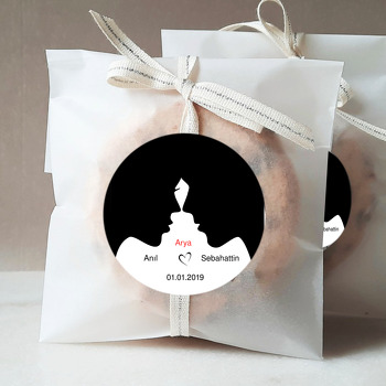 Siyah Beyaz Çift Temalı Söz Nişan Nikah Sticker