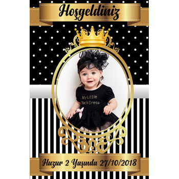 Siyah Beyaz Gold Çerçeveli Temalı Doğum Günü Afiş