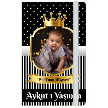 Siyah Beyaz Puantiye ile Gold Çerçeve Temalı Doğum Günü Anı Defteri
