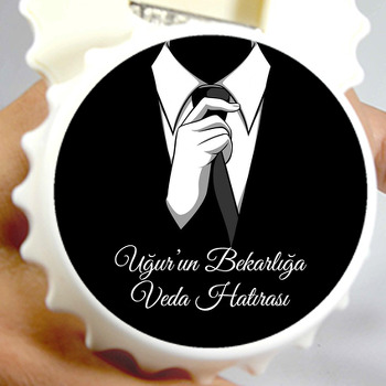 Siyah Beyaz Takım Elbise Temalı Kapak Şekilli Magnet Açacak