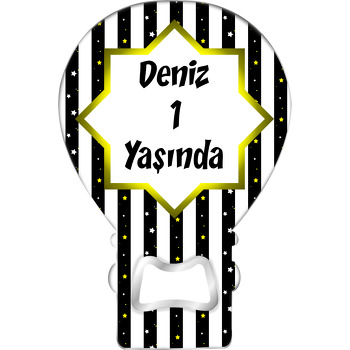 Siyah Beyaz Yıldız Temalı Balon Magnet Açacak