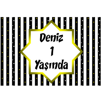 Siyah Beyaz Yıldız Temalı Doğum Günü Afiş