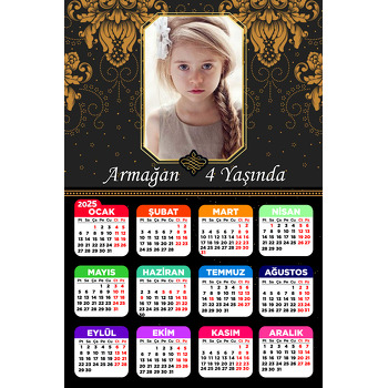 Siyah Damask Temalı Takvim Magnet