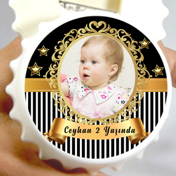 Siyah Gold Yıldız Temalı Doğum Günü Magnet Açacak