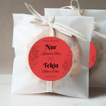 Siyah Gül Çizimi Kırmızı Fon Temalı Sticker